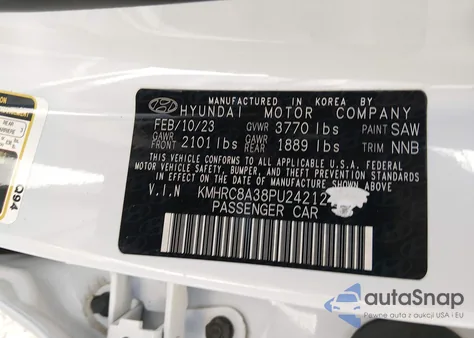 2023 Hyundai Venue Sel z USA, uszkodzony, nr VIN KMHRC8A38PU242121